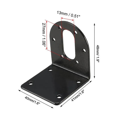 37mm Diameter DC Geared Motor Mounting Bracket Holder With 6mm Hex Coupling For Robotics And DIY Projects, Solid As A Rock Sturdy Black Metal Mount