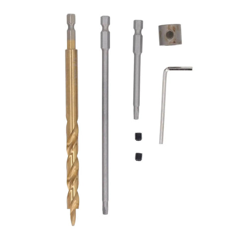 Pocket Hole Jig Kit With Aluminum Alloy Doweling Jig System accessories including drill bit and boundary ring fixator.