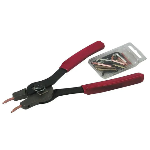 Red-handled Heavy Duty Internal External Snap Ring Pliers 49200 With Reversible Action Large Tips and spare tips pack