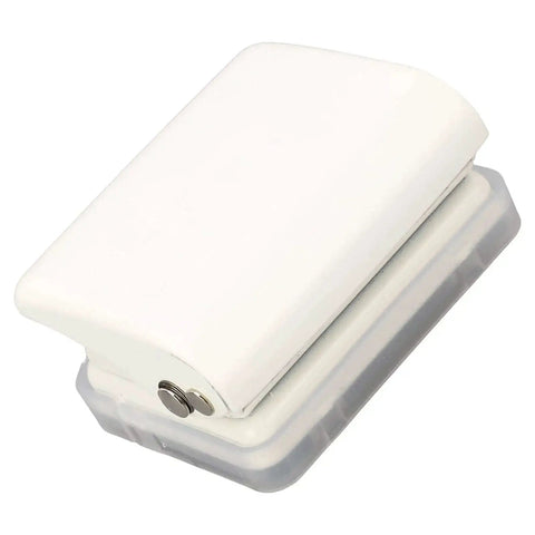 White 3 Hole Puncher For A7 And A4 Paper, Handheld Office Punch, Up To 5 Sheets Of 70G, 19Mm Hole Spacing With Locating Columns
