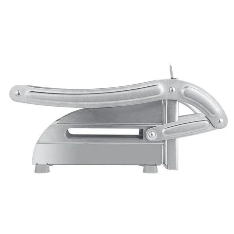 Side view of Stainless Steel Potato Cutter And French Fry Cutter Veg Slicer With 36 Hole And 64 Hole Blades Two Interchangeable Blades Non Slip Handles Dishwasher Safe Kitchen Tool For Vegetables And Fruits