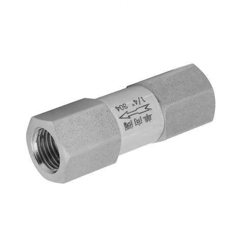 Oumefar stainless steel air check valve with hex body and 1/4" female thread.