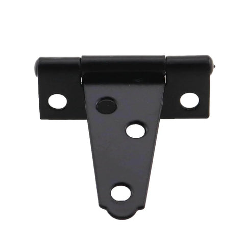 Front view of 2 inch black T-shaped iron door hinge with 6 locating screw holes for outdoor use. Part of 4Pcs set, weather-resistant