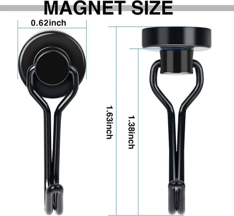 Detailed view of magnet with dimensions, showing 0.62-inch width and 1.63-inch height, labeled 'MAGNET SIZE' for reference.
