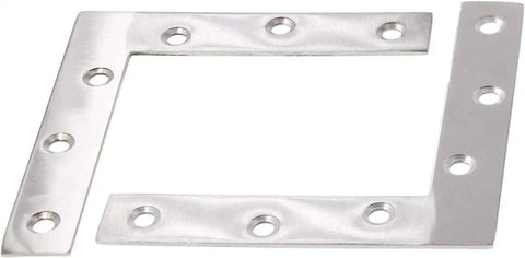 Stainless Steel L Shape Flat Corner Brace Bracket For Wood And Metal Shelves Cabinets And Furniture, 150 x 150 mm, 6 Holes