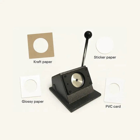 Heavy Duty 1 Inch Circle Punch Cutter Button Maker For Paper Craft And Diy Projects, Die Cutting Tool with samples on various papers