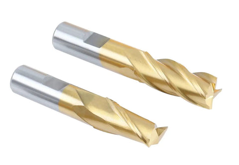 Pro Grade TiN Coated HSS End Mill Set 20 Piece Inch Sizes Three Sixteenths to Three Quarters Includes Two Flute and Four Flute Cutters