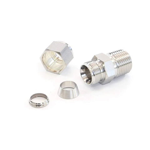 Beduan 304 stainless steel compression fitting 5/16 in tube OD to 1/2 in NPT male straight adapter with double ferrules