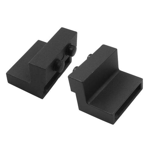 Two-Piece Barn Door Stopper Hardware Set For Sliding Doors Black Flat Rail Roller Stops Fits Track Width 1-7/16 To 1-5/8 Inches And 1/4 Inch Thick