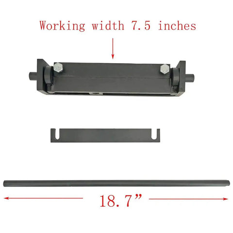 7.45 Inch Steel Sheet Metal Bending Brake Dope Mini Pan Brake Tool parts with 7.5-inch working width and 18.7-inch bar highlighted
