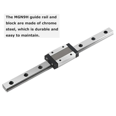Beefed Up MGN9 Linear Rail Guide 450mm Long Miniature Sliding Guideway with MGN9H Stainless Steel Carriage Block close-up