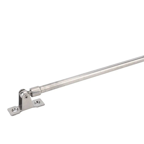 Side view of stainless steel adjustable hatch lid support rod with mounting bracket