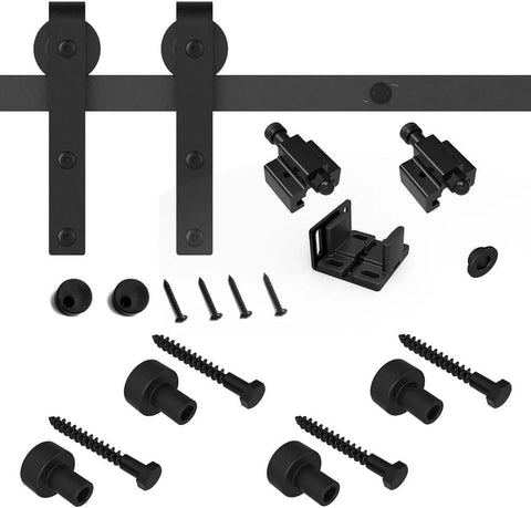 4Ft Sliding Barn Door Hardware Kit For Single Door TV Stands And Small Cabinets With J Shaped Hanger Quiet Smooth Glide Durable Carbon Steel