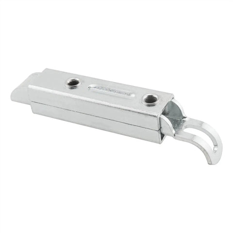 Silver Galvanised Iron Sliding Pin Buckle 118x21mm Automatic Telescopic Latch shown in side view