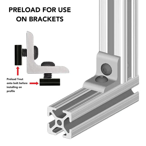 Slide-In 1/4-20 Steel T-Nut for 1 Inch Extruded Aluminum 80/20 T Slot Profiles Ideal for Mounting Plates Brackets, black zinc finish