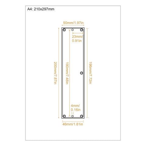 Detailed dimensions for Zinc Alloy Flush Pull Handles Set Of 2 for sliding doors and drawers, including length and width measurements.