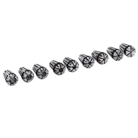 9-piece ER8 collet chuck set arranged in line for CNC engraving machines and milling lathes tool holder kit