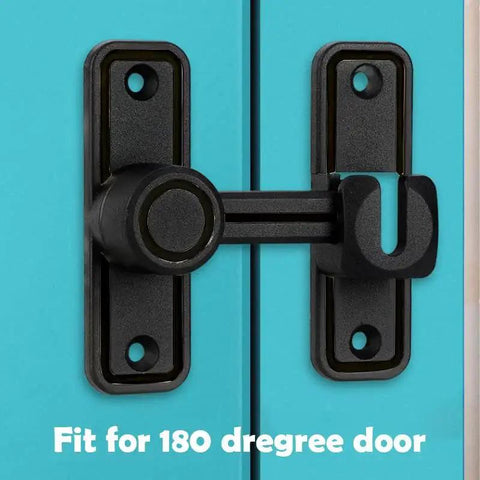 Heavy Duty Barn Door Lock Latch With 90 And 180 Degree Operation Zinc Alloy Construction Sliding Door Lock Hardware, matte black finish