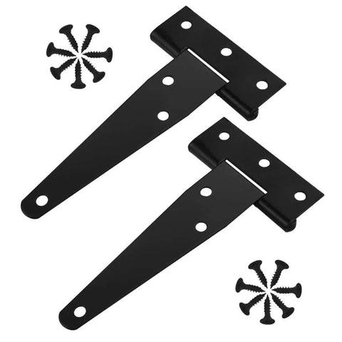 4 Inch T Shape Shed Door Hinges Heavy Duty 4 Pack For Barn Doors Fence Gates And Windows Carbon Steel Outdoor Use