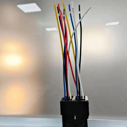 12V 30A 5 Pin SPST Automotive Relay With Harness Kit showcasing multiple colored wires and black socket connector