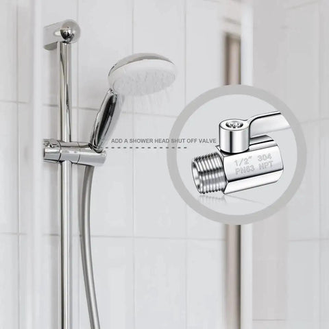 304 Stainless Steel Mini Ball Valve For Shower Head Shut Off With Half Inch Female To Male NPT Threads, Water Flow Control Regulator