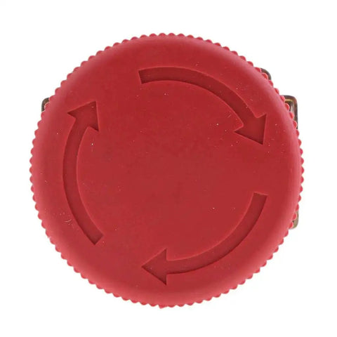 Top view of Mushroom Head Emergency Stop Push Button Assembly 22mm Turn To Release for industrial machines, showing rotary arrows.