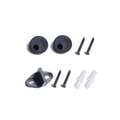 Sliding Barn Door Hangers J Shape 2 Pack Black Solid Steel With POM Wheels 170 Lb Capacity components including end caps and screws