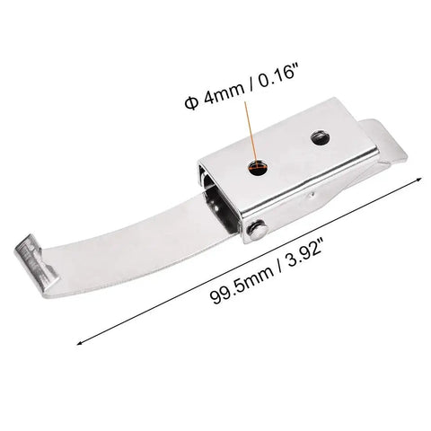 Close-up of 3.92 Inch SUS304 Stainless Steel Draw Toggle Latch With Spring Hook showing 4mm hole and 99.5mm length