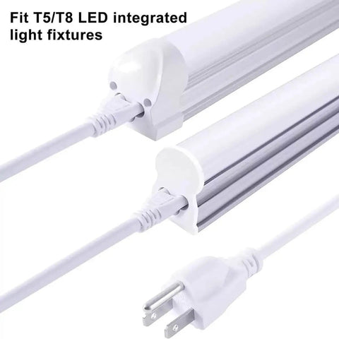 6 Foot LED Tube Extension Cord Set 4 Pack For T5 T8 Lights Three Prong Power Cables Female To Female Connectors