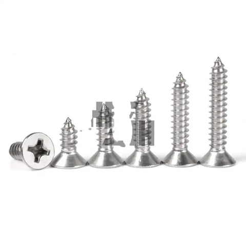 304 Stainless Steel Self Tapping Screws Set M2 To M6 Countersunk Head for Wood and Metal Projects in varied sizes
