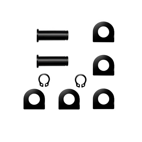 4 Pack Anti Rattle Footpeg Mounting Pins Kit For Harley Sportster Dyna Softail Touring Road King With High Tension Springs Washers E Clips Black Finish For Secure Rider And Passenger Pegs shown with components displayed separately on white background.