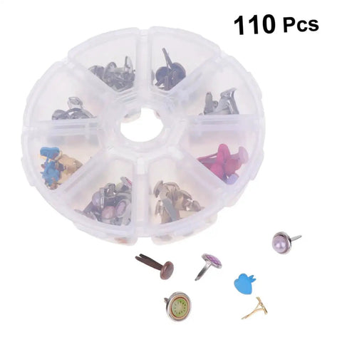 Colorful Metal Brads Fasteners Set For DIY Crafts Scrapbooking And Cardmaking Easy To Use Embellishment Kit With Storage Box