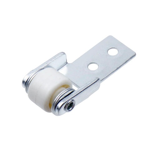4 Pack Sliding Door Roller Wheels 0.6 Inch Track Guide For Cabinets Furniture Trundle Beds And Drawers Replacement Metal Pocket Door Pulleys Nylon Wheels Glide Silently Across Tracks No Squeak Zinc Plated Mounting Plates showing a metal pocket door pulley with nylon wheel and zinc plated mounting plate.