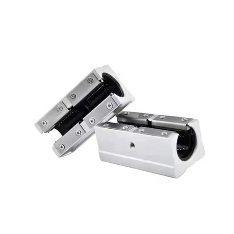 Close-up of Beefy 12mm Linear Ball Bearing Block For SBR Rails Set Compatible With SBR10UU to SBR25UU for CNC routers.