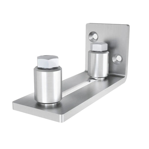 Scratch Resistant Stainless Steel Flush Mount Stay Roller Floor Guide For Doors Up To Two And One Eighth Inches Thick With Flat Bottom Design Keeps Floors Free Of Grooves And Provides Easy Wall Mount Installation With Included Screws And Hardware
