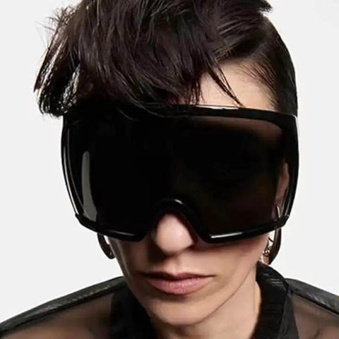 Wraparound Oversized Sunglasses For Women And Men Dope Futuristic Rave Style Shield Sun Glasses With Big Curved Lenses Ultra Bold Frame UV Protection Trendy Black Shades For Everyday Edge