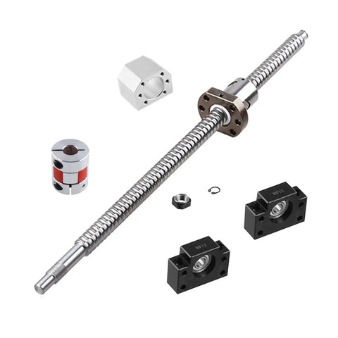 250mm Anti Backlash Ball Screw Kit 16mm Diameter with 5mm Lead, includes nut, end supports BK BF12, coupler, nut housing, machining