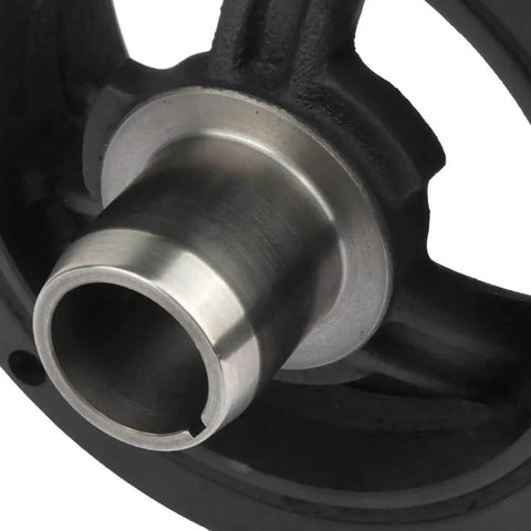Close-up of Crankshaft Belt Drive Pulley Replacement For Chrysler Aspen 2007 and Dodge Dakota 2000 2010, focusing on metal finish.
