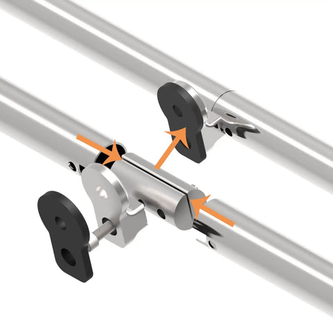 Close-up of 4Ft Sliding Barn Door Hardware Kit For Single Wood Door with top mount stainless steel heavy duty track connectors.