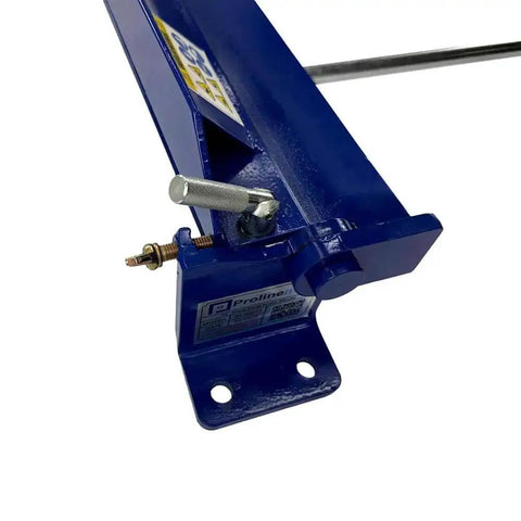 Close-up of 48 Inch Sheet Metal Brake Bender for bench mount, featuring quick-action lock and release bolt, ideal for precise bending.