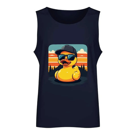 Mens Sleeveless Gym Tank Top With Dope Rubber Duck Graphic Wearing Sunglasses And Cap Cotton SweatWicking Workout Tee For Men Breathable Muscle Tank Perfect For Training Or Gym Sessions