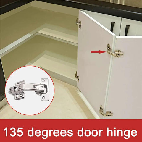 Two Pack 135 Degree Lazy Susan Concealed Cabinet Hinges For Corner Kitchen Cabinets Full Overlay Self Closing Hidden Door Hardware Durable Steel Replacement Hinges For Cupboards And Folded Doors installed on cabinet