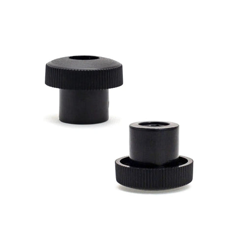 10 Pack One Quarter Inch Twenty Threaded Round Knobs For T Track And Jig Hardware, shown in black, close-up view.