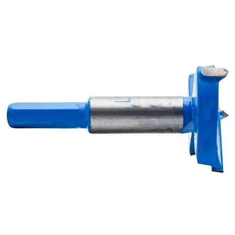 Side view of Hinge Boring Drill Bit For Woodworking, Forstner Style Hole Cutter, 50mm Diameter For Cabinet Hinges, 10mm Shank