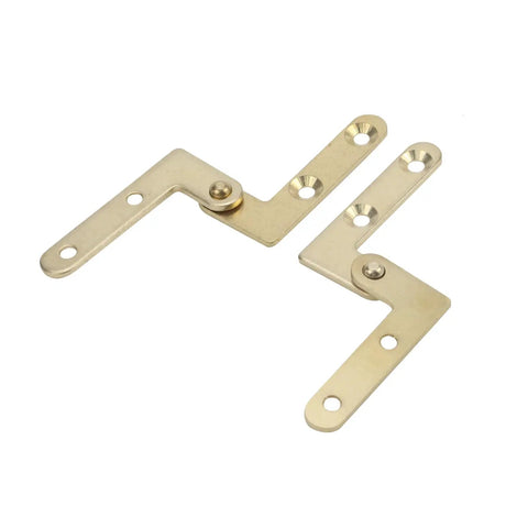 Golden Copper L Shape Door Pivot Hinges Set Of 4 With Screws For Cabinets Windows And More, 180 Degree Flip, Durable Hidden Style Hinges