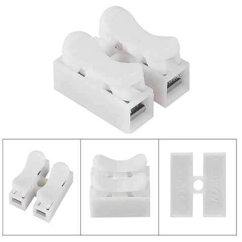 Spring Wire Connector Terminal Block CH 2 For LED Lighting Quick No Drill Cable Clamp 20A AC Up To 250V Handles 20 12 AWG Wire