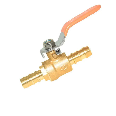 Two Pack Half Inch Barbed Shut Off Ball Valve With Solid Brass Construction Hose Barb Connections And Clamps For Water Air Fuel And Oil Lines Durable Quick Connect Handle With 180 Degree Operation For Easy Shut Off