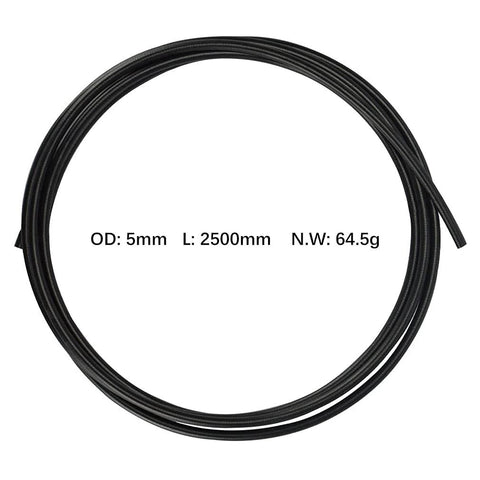 Black 5mm OD bike hydraulic brake hose, 2500mm long, coiled for Shimano/SRAM systems