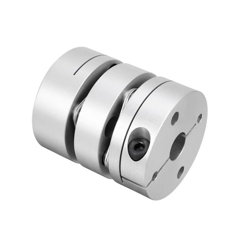 Diaphragm coupling, clamp-tight, 10x19 mm motor shaft, silver aluminum