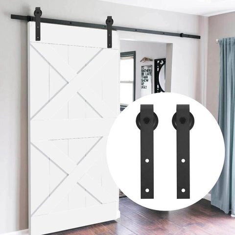 Heavy Duty Dual Deck Sliding Barn Door Kit With Silent Rollers And Track System For Interior Doors in Closet Wardrobe and Kitchen